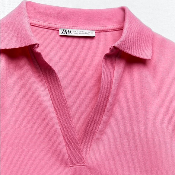 NWT Zara Pink Rib Polo Shirt - Picture 4 of 8